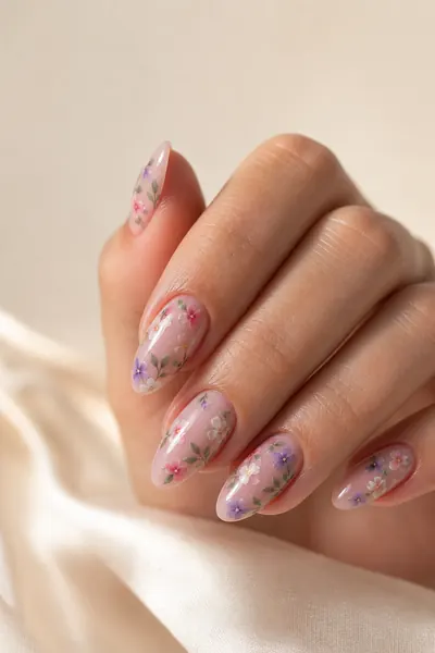 Beispiel-Hand mit Floral-Maniküre